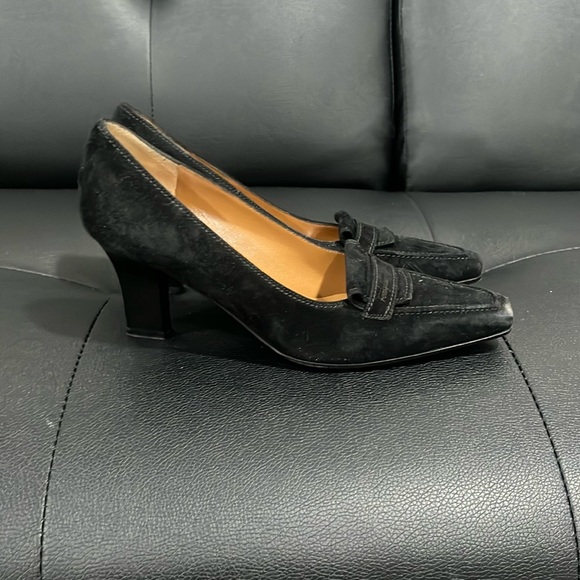 Salvatore Ferragamo Suede Pump Womens 4.5 B Black Heel...